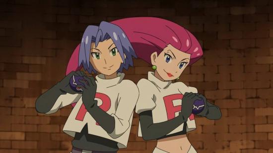 Jessie et James imitent la pose de Sacha et Goh